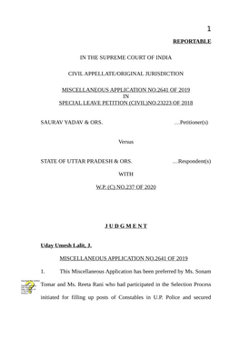 Reportable in the Supreme Court of India Civil Appellate Jurisdiction