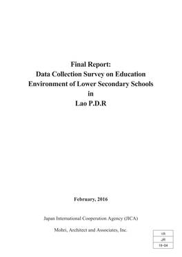 Data Collection Survey on Education Environment of Lower Secondary Schools in Lao P.D.R
