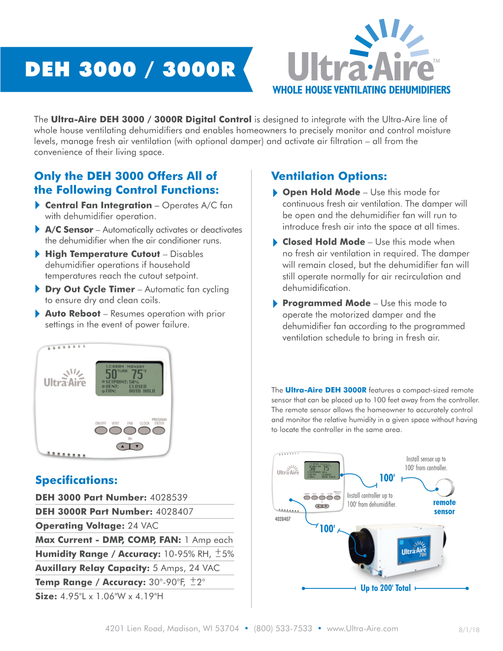 DEH 3000/3000R Spec Sheet