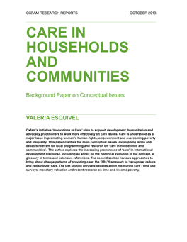 Care in Households and Communities