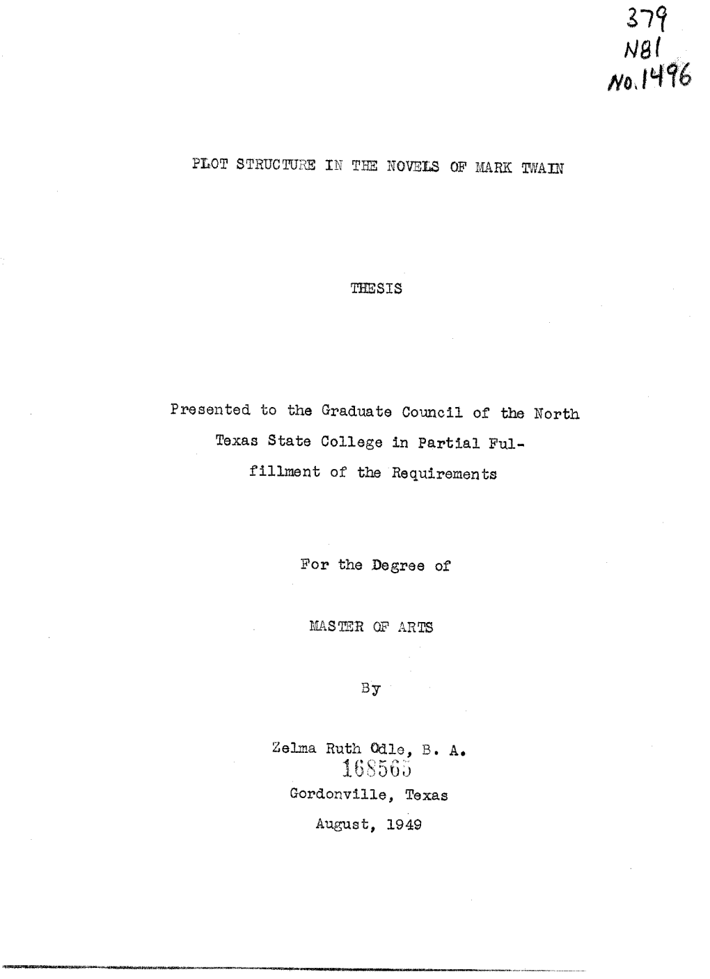 Plot Structure in Tie Novels of Mark Tnain