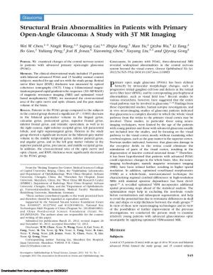 Structural Brain Abnormalities in Patients with Primary Open-Angle Glaucoma: a Study with 3T MR Imaging