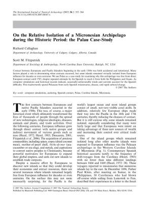 On the Relative Isolation of a Micronesian Archipelago During The