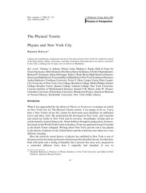The Physical Tourist Physics and New York City