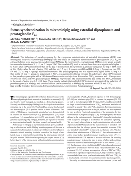 Estrus Synchronization in Microminipig Using Estradiol Dipropionate And