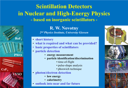 Scintillation Detectors in Nuclear and High-Energy Physics - Based on Inorganic Scintillators - R