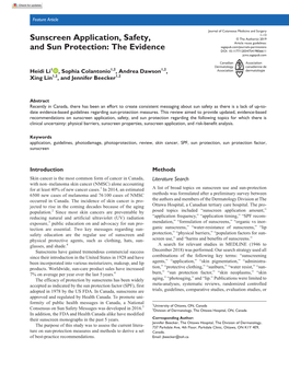 Sunscreen Application, Safety, and Sun Protection: the Evidence