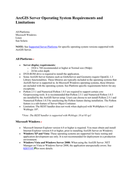 Arcgis Server Operating System Requirements and Limitations
