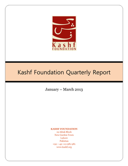 Kashf Foundation Quarterly Report