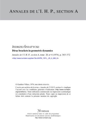 Dirac Brackets in Geometric Dynamics Annales De L’I