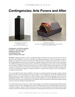 Contingencies: Arte Povera and After