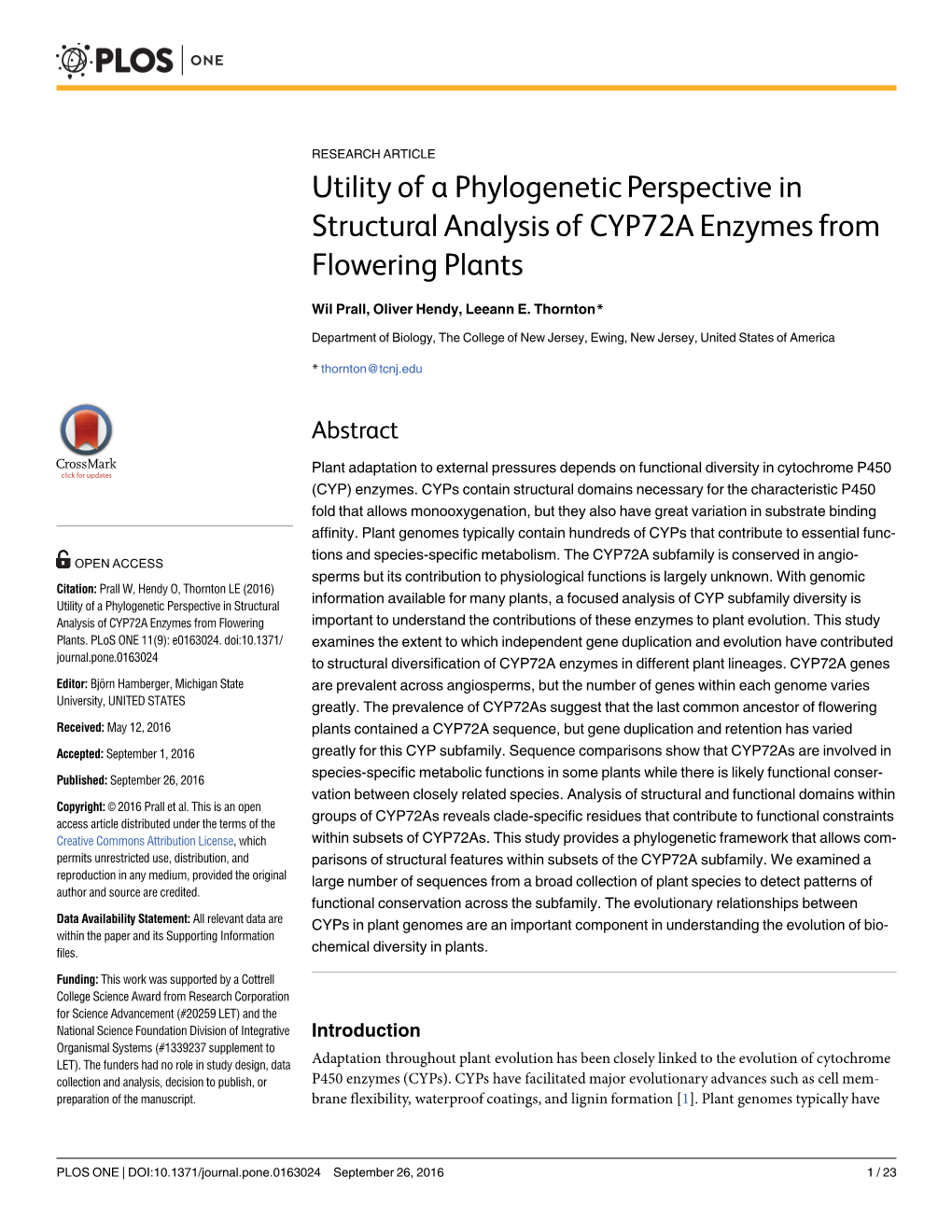 Utility of a Phylogenetic Perspective in Structural Analysis of CYP72A Enzymes from Flowering Plants