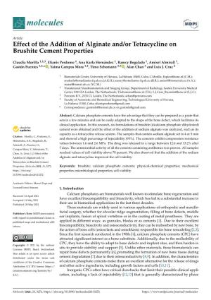 Effect of the Addition of Alginate And/Or Tetracycline on Brushite Cement Properties