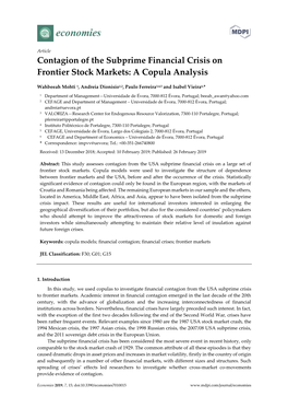 Contagion of the Subprime Financial Crisis on Frontier Stock Markets: a Copula Analysis