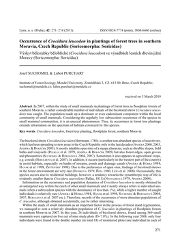 Occurrence of Crocidura Leucodon in Plantings of Forest Trees in Southern