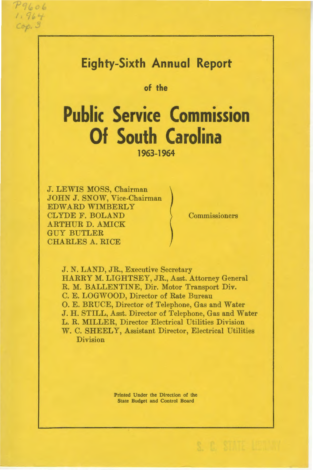 Public Service Commission of South Carolina 1963-1964