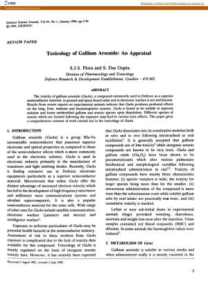 Toxicology of Gallium Arsenide: an Appraisal