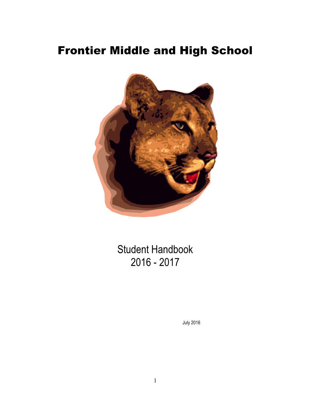 Frontier Middle and High School Student Handbook 2016