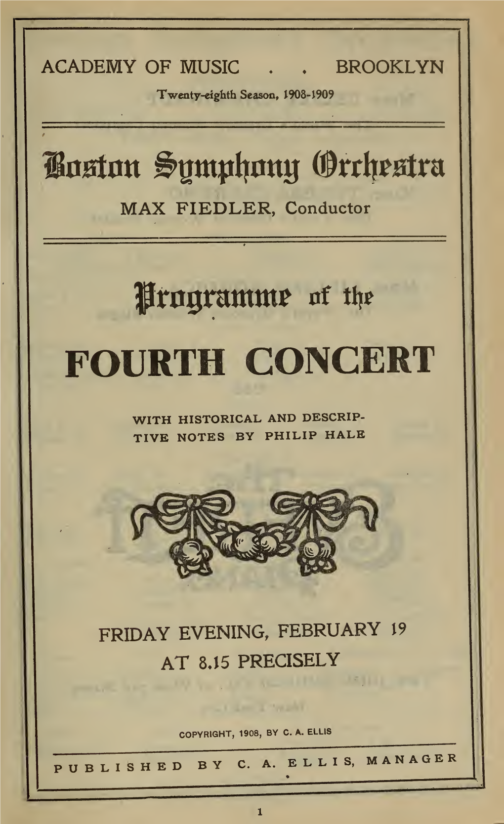 Boston Symphony Orchestra Concert Programs, Season 28,1908-1909, Trip