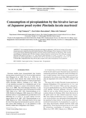 Consumption of Picoplankton by the Bivalve Larvae of Japanese Pearl Oyster Pinctada Fucata Martensii