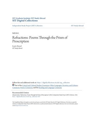 Poems Through the Prism of Proscription Kayla Ahmed SIT Study Abroad
