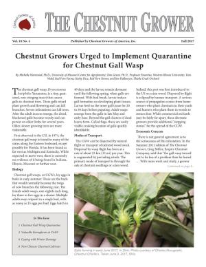 Chestnut Growers Urged to Implement Quarantine for Chestnut Gall Wasp