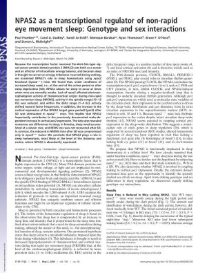 NPAS2 As a Transcriptional Regulator of Non-Rapid Eye Movement Sleep: Genotype and Sex Interactions