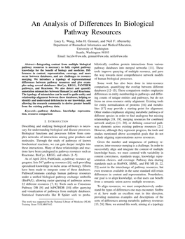 An Analysis of Differences in Biological Pathway Resources