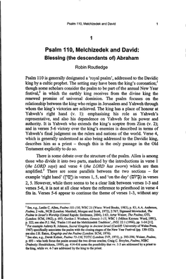 Psalm 110, Melchizedek and David: Blessing (The Descendants Of) Abraham