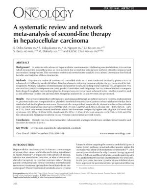 A Systematic Review and Network Meta-Analysis of Second-Line Therapy in Hepatocellular Carcinoma
