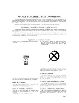 Marks Published for Opposition