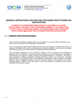 General Instructions for Applying for Nurse Practitioner (Np) Certification