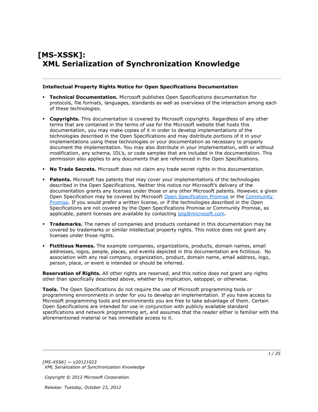 Intellectual Property Rights Notice for Open Specifications Documentation s14