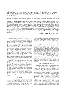 Changes in the Marsh and Aquatic Vascular Flora of East Harbor State Park, Ottawa County, Ohio, Since 18951