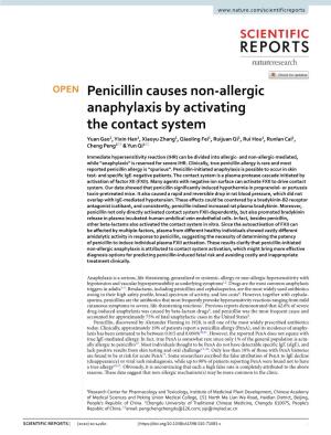 Penicillin Causes Non-Allergic Anaphylaxis by Activating
