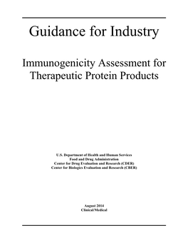 Immunogenicity Assessment for Therapeutic Protein Products