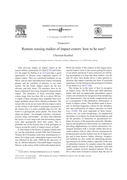 Remote Sensing Studies of Impact Craters: How to Be Sure?