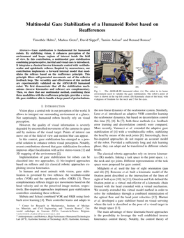 Multimodal Gaze Stabilization of a Humanoid Robot Based on Reafferences