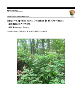 Invasive Species Early Detection in the Northeast Temperate Network 2013 Summary Report