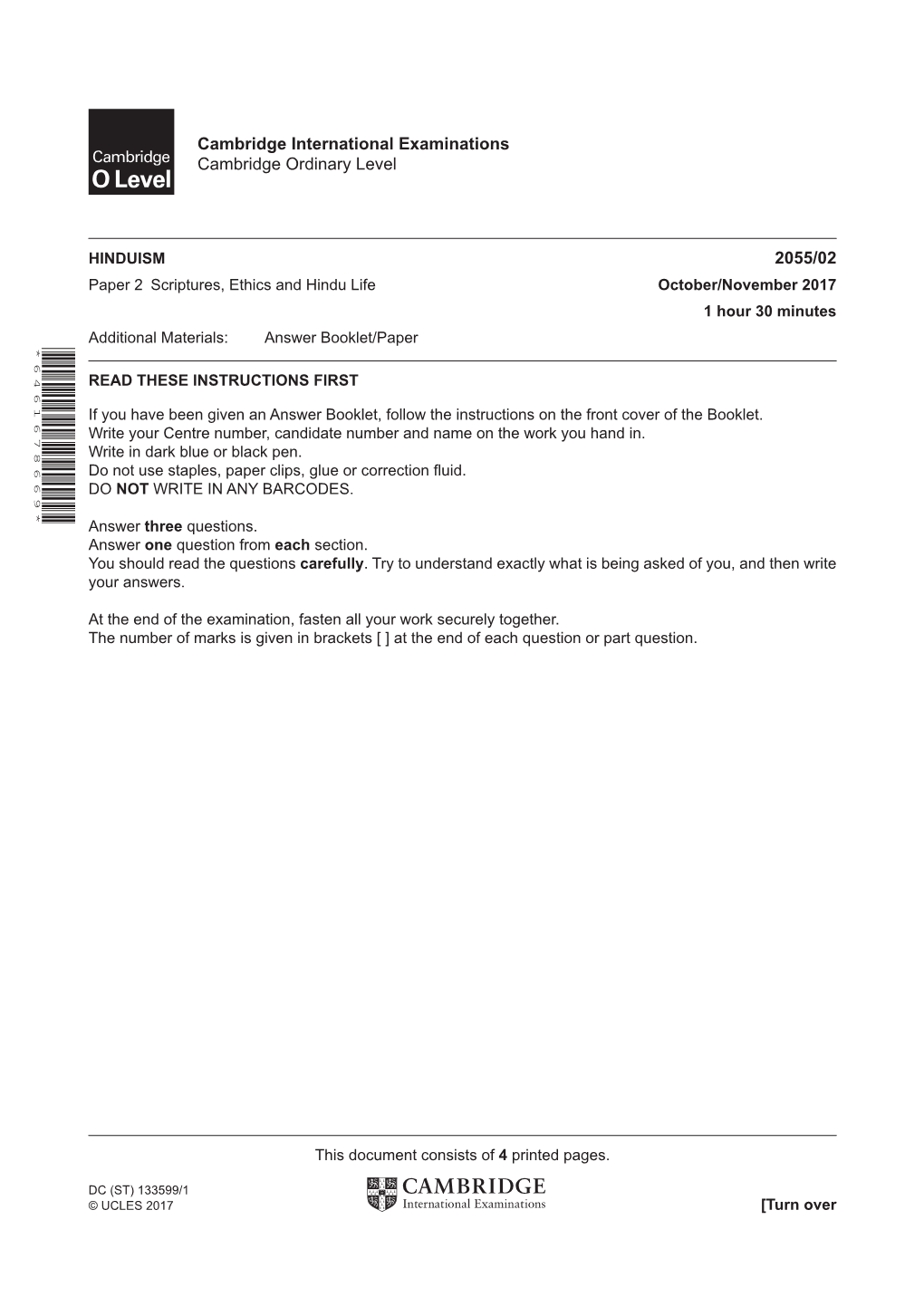 Cambridge International Examinations Cambridge Ordinary Level 2055/02