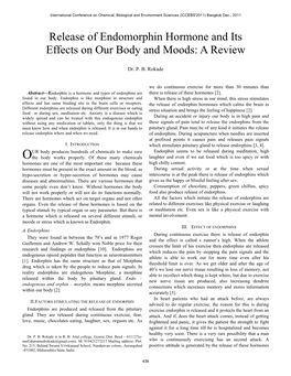 Release of Endomorphin Hormone and Its Effects on Our Body and Moods: a Review