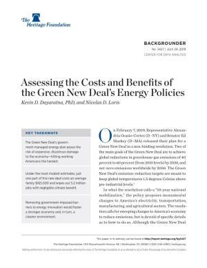 Assessing the Costs and Benefits of the Green New Deal's Energy Policies