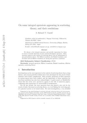 On Some Integral Operators Appearing in Scattering Theory, And