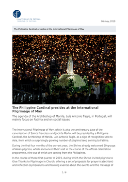 The Philippine Cardinal Presides at the International Pilgrimage of May