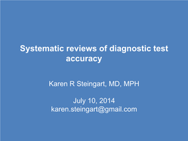 Systematic Reviews of Diagnostic Test Accuracy