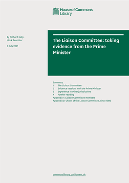 The Liaison Committee: Taking 6 July 2021 Evidence from the Prime Minister