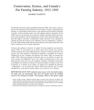 S Fur Farming Industry, 1913 1945