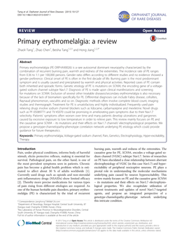 Primary Erythromelalgia: a Review Zhaoli Tang1, Zhao Chen1, Beisha Tang1,2,3 and Hong Jiang1,2,3*