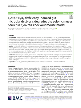 1,25(OH)2D3 Deficiency-Induced Gut Microbial Dysbiosis Degrades The