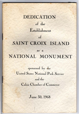 Dedication Saint Croix Island National Mo Ment